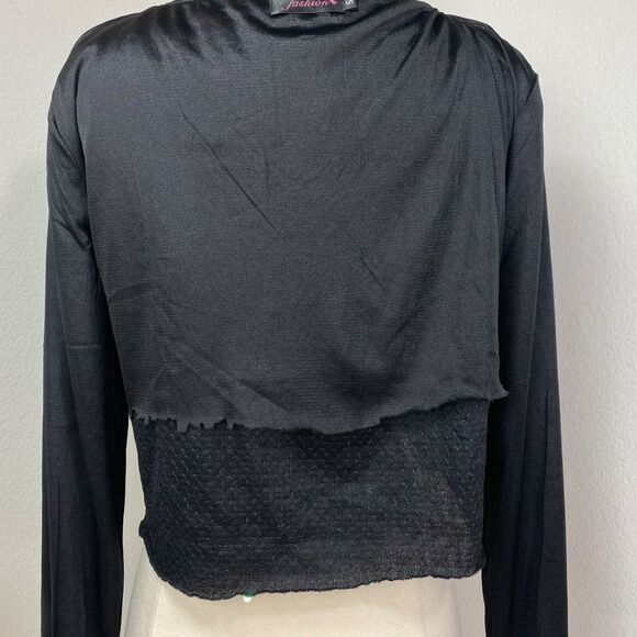 Fashion Green Blue Sequin Halter Top Long Sleeves Small Raw Hem Relaxed Party - Picture 13 of 13